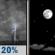 Sunday Night: Slight Chance Showers And Thunderstorms then Mostly Clear